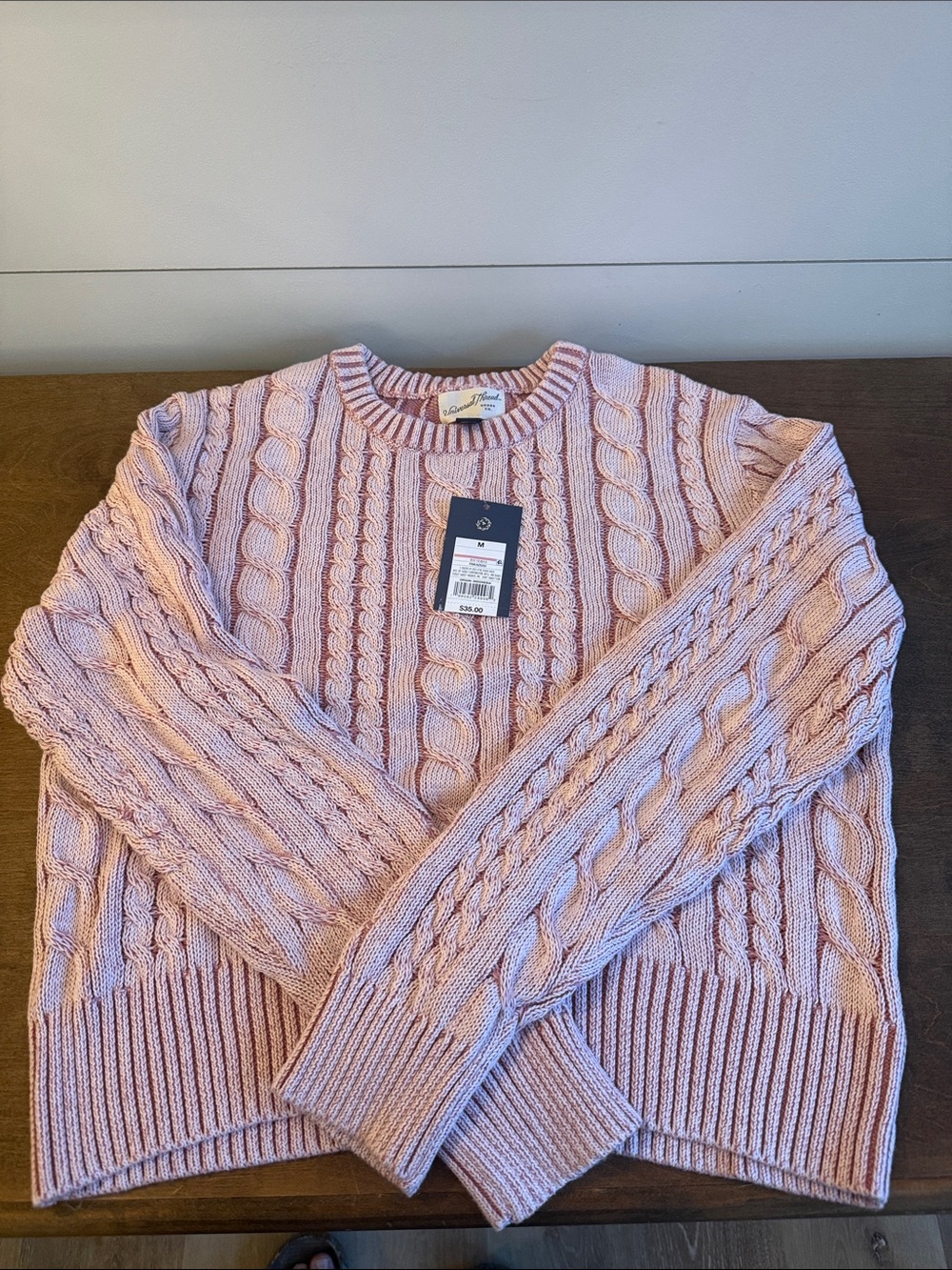 Universal Thread Pink Cable-Knit Crewneck Sweater